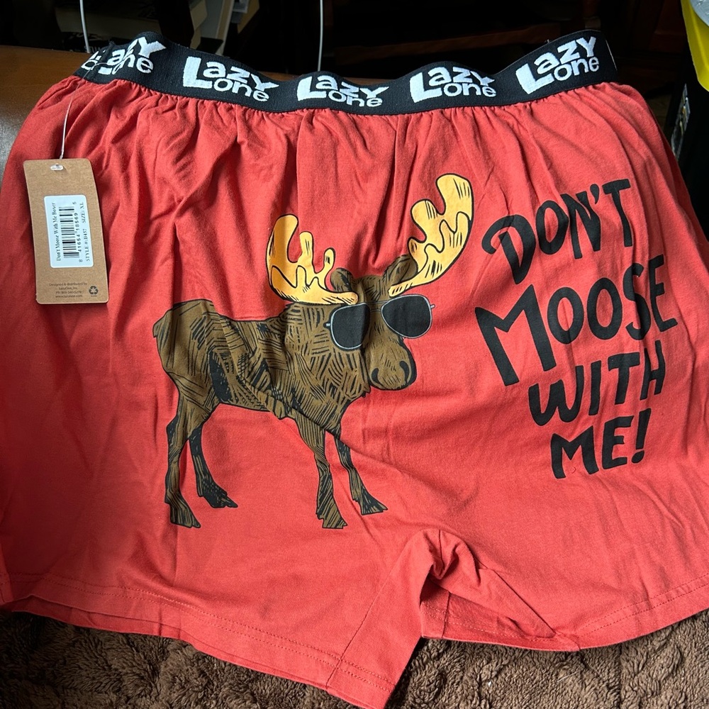 Lazy One Red Moose Print Men's Boxers